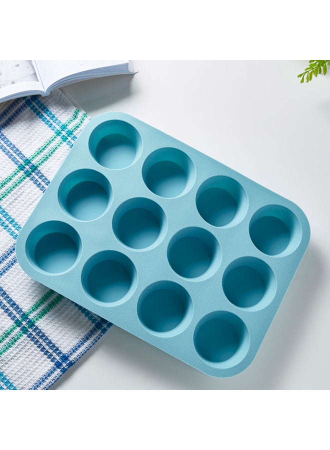 Loquat 12-Cup Silicone Muffin Pan Blue 3x24.6cm - Image 1