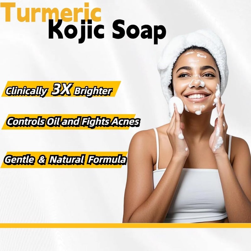 Uselective Lemon & Turmeric Glow Soap Bar for Dark Spots Remover, Powered by Kojic Acid & Vitamin C for Brightening & Fading Acne Scars - 3x Moisturizing with Shea Butter - SLS Free - Image 3