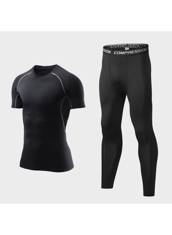 Swimsuit Men's Awkward-proof Five-point Swimming Trunks Short Body Men's Suit Hot Spring Equipment Diving-Color:(swimming Cap) 001 Gray + Black Trousers-