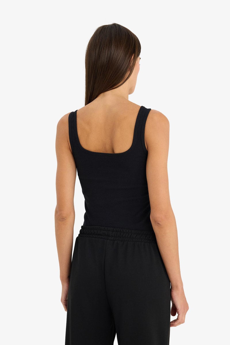 DeFacto Black Woman Slim Fit Basic Camisole Round Collar Tank Top Casual - Image 5