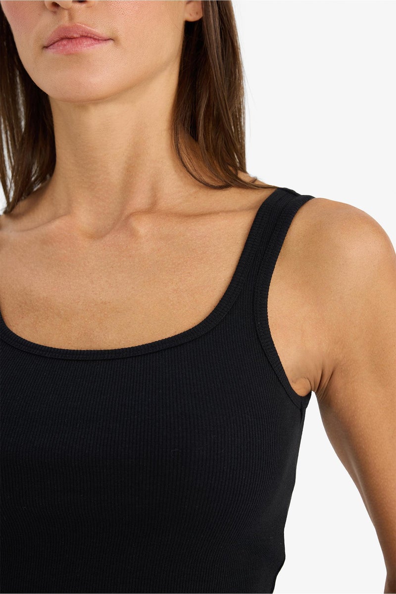 DeFacto Black Woman Slim Fit Basic Camisole Round Collar Tank Top Casual - Image 4