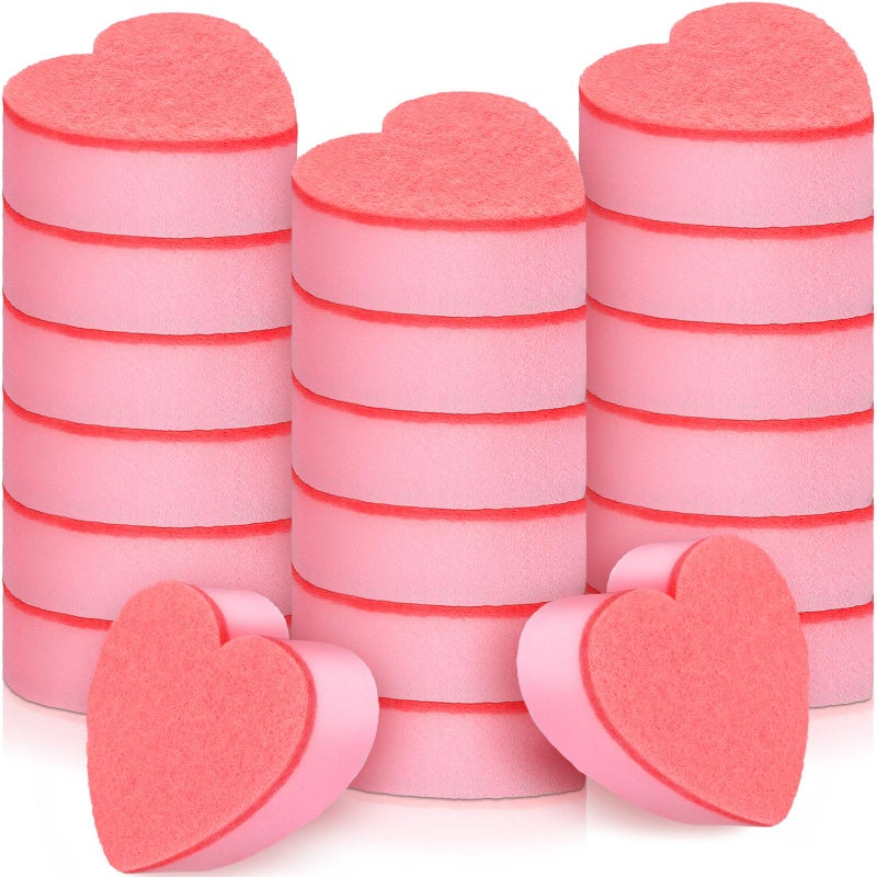 Maxcheck 20 Pcs Mother's Day Heart Dishes Sponge for Kitchen Dual Sided Kitchen Sponge and Scrubber for Washing Dishes, Pots Pans and Household Cleaning Supplies Gifts(Pink) - Image 1