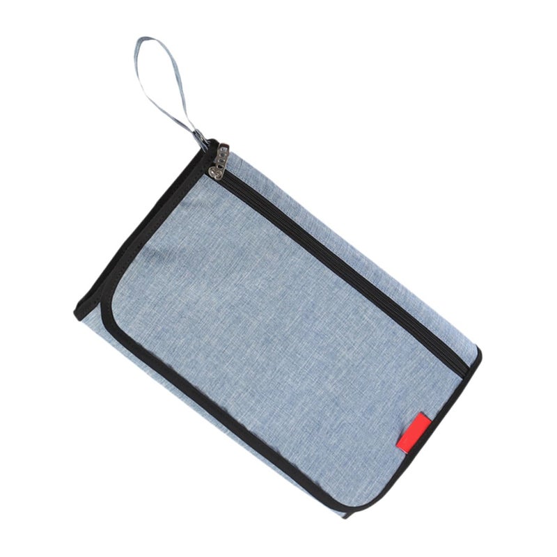 Portable Waterproof Foldable Diaper Change Pad With Storage Bag Denim Blue - Image 1