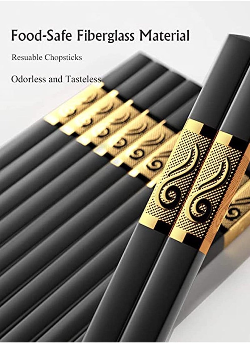 10 Pairs Reusable Chopsticks Dishwasher Safe, Fiberglass Chop Sticks Multipack Metal Japanese Korean Chopsticks for Food, BPA-Free, Safe, Gift, Smooth Touch, Black and Gold - pzsku/Z1FE876F26D0FEA0E1082Z/45/_/1730739043/3bc152ca-9f7a-427a-afb8-4f86cb2ad831