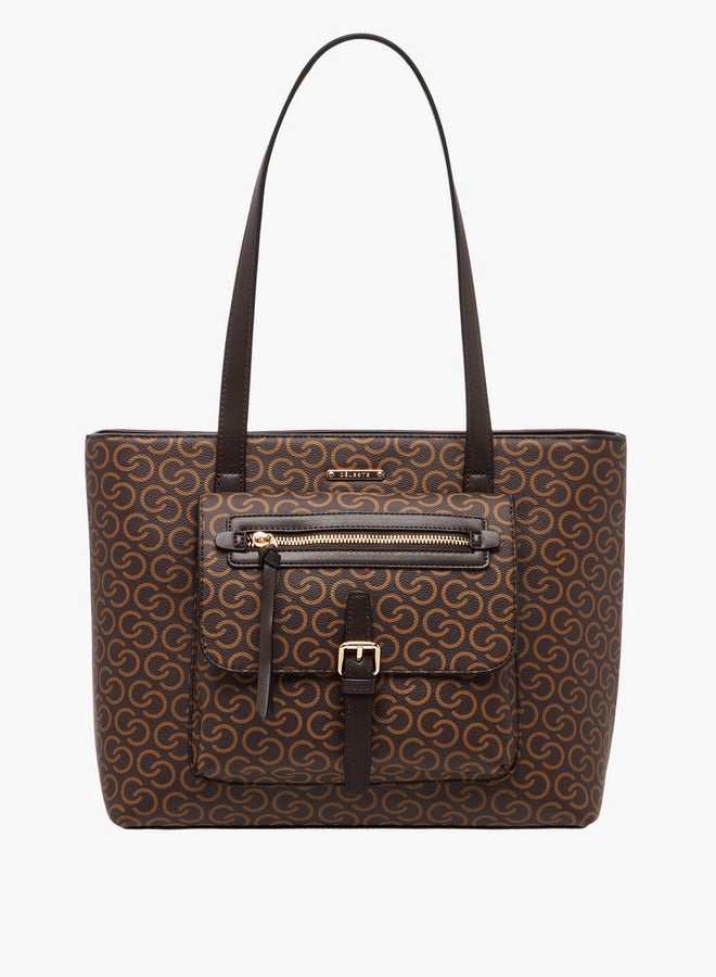 Celeste Monogram Print Tote Bag with Zip Closure  - Image 1