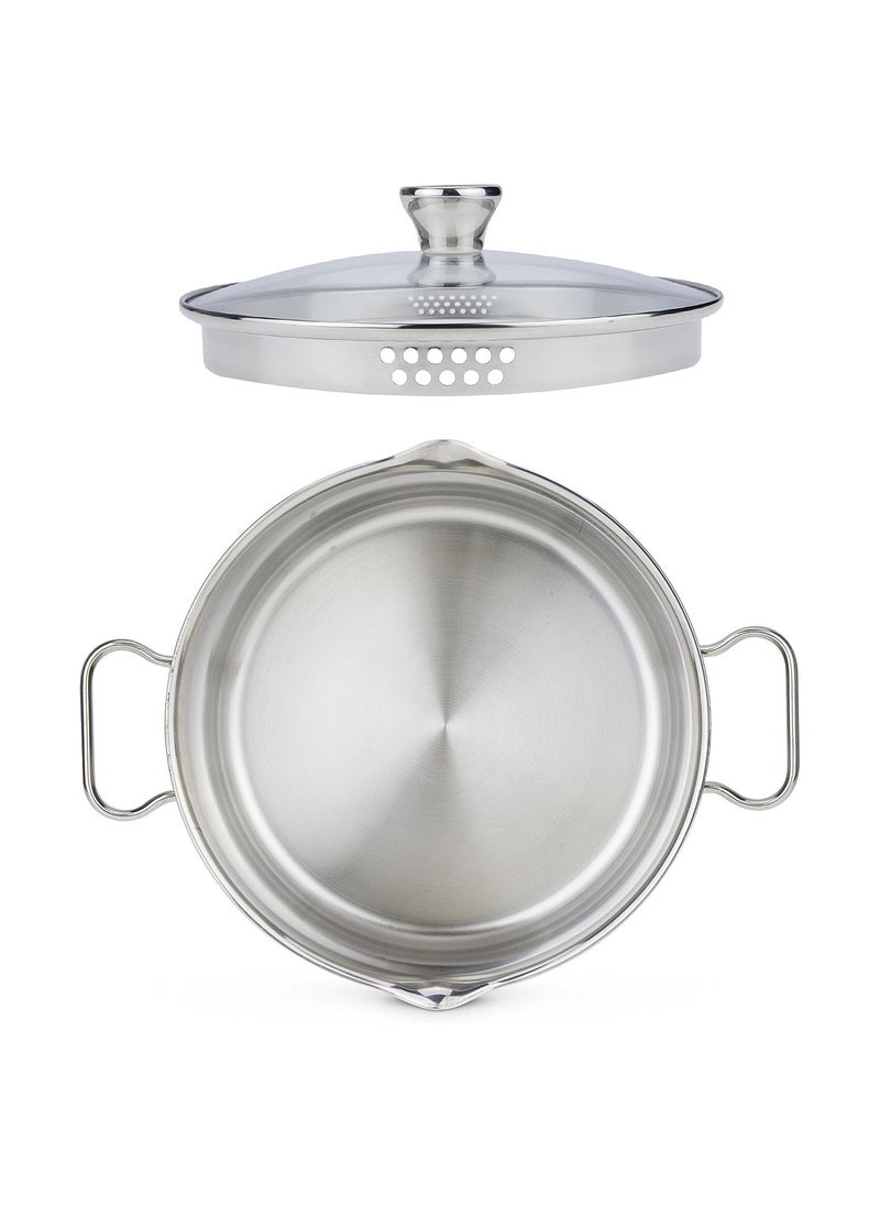 Tefal - Tefal A705A8 Duetto 7 Piece Cooking Pot Set Stainless Steel Cookware With Strainer Lid And Pouring Aid Measuring Scales Induction Cooker Compatible For All Types Of Stoves Silver - Image 1