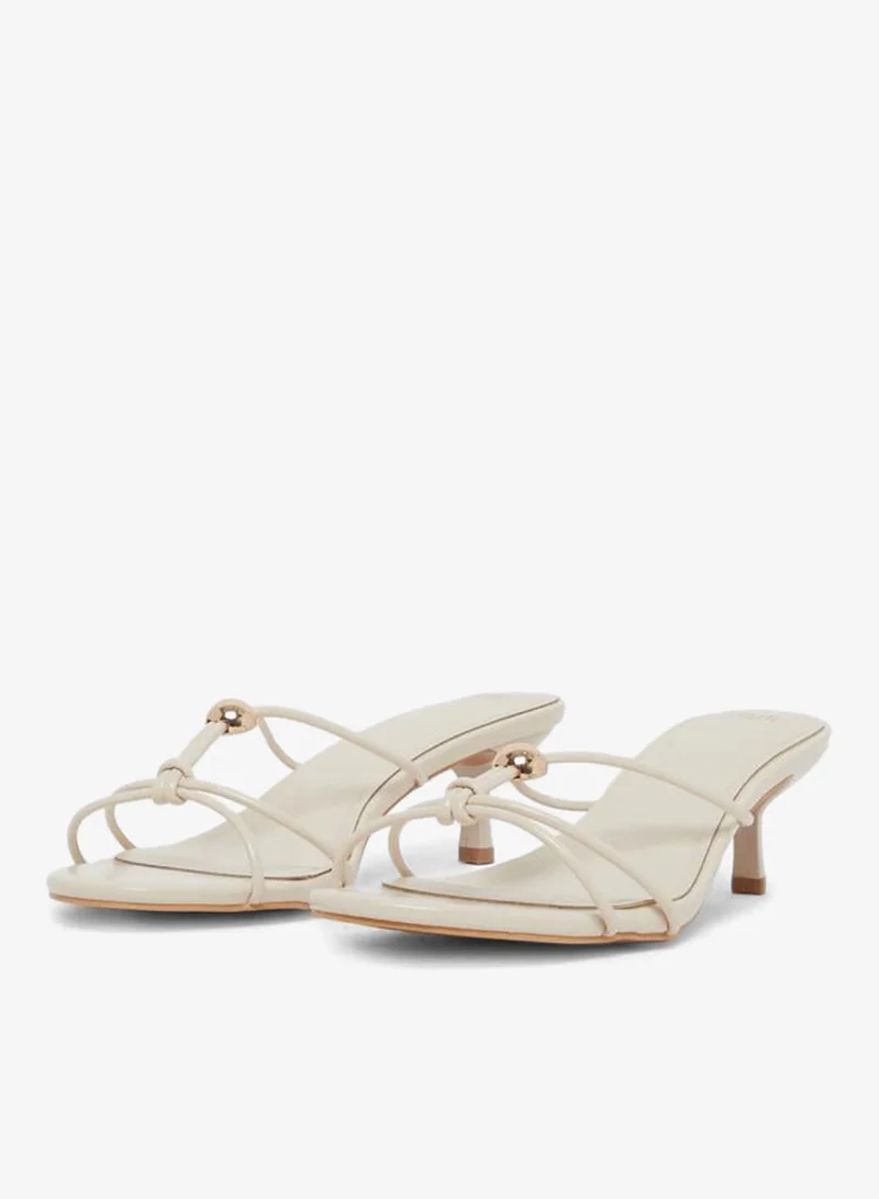 Women Beige Kitten Heel Sandals
