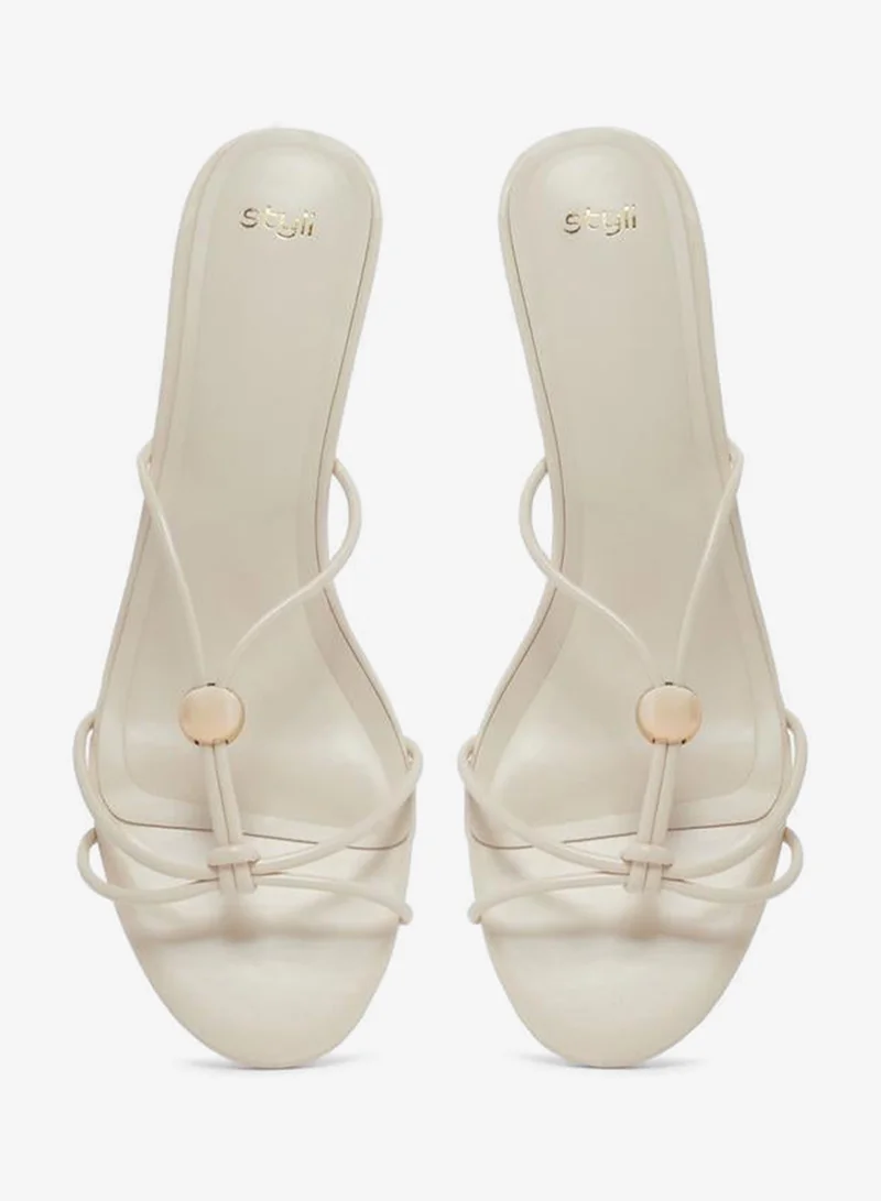 Styli  Women Beige Kitten Heel Sandals for Women | Best Price UAE