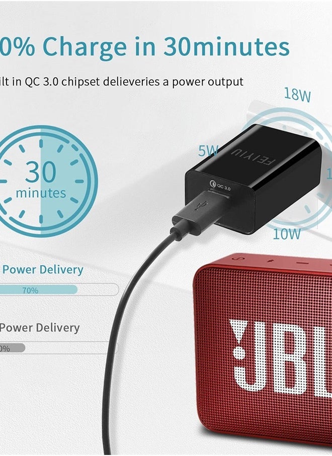 FEIYIU - [UL Listed] USB Quick Charger Charging Cable Cord for JBL Charge 4, Charge 5, JBL Pulse 4, JBL Flip 5, JBL Flip 6 JR POP Speaker, Endurance Peak II Wireless Earphones Headphones Adapter Power Supply - Image 1