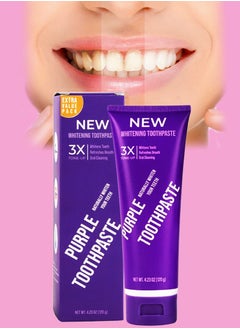 GlorySmile 120g Purple Toothpaste Remove Tea Coffee Stains Oral Care 3X Tone Up Teeth Whitening Toothpaste Purple Serum for Yellow Teeth Purple Teeth Whitener Foam Purple Teeth Color Correcting Whitening Gel  - Image 1