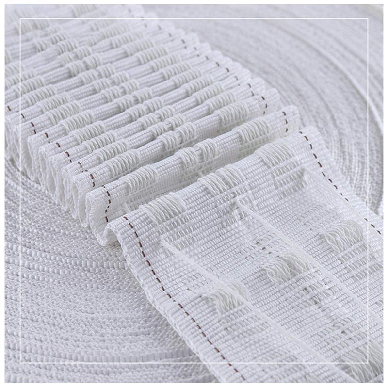 UNIQUELLA UNIQUELLA Pack of 10 Meter Polyester Shrink Pencil Pleat Cotton Grommet Curtain Strap Heading Tape Pull Curtain Belt White for Bedroon Hall Living Curtains  - Image 2