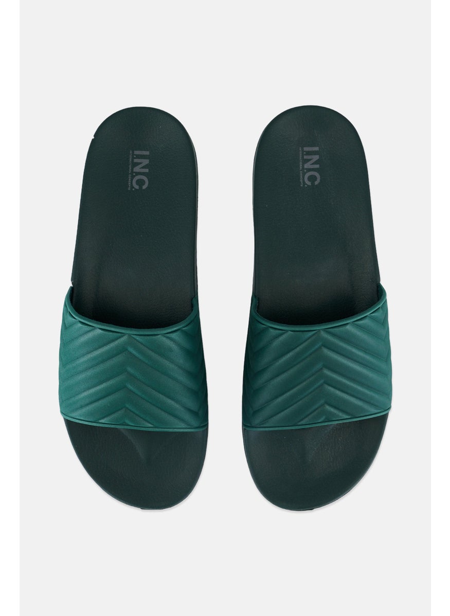 INC Men Medium Slip On Slides, Dark Green  - Image 2