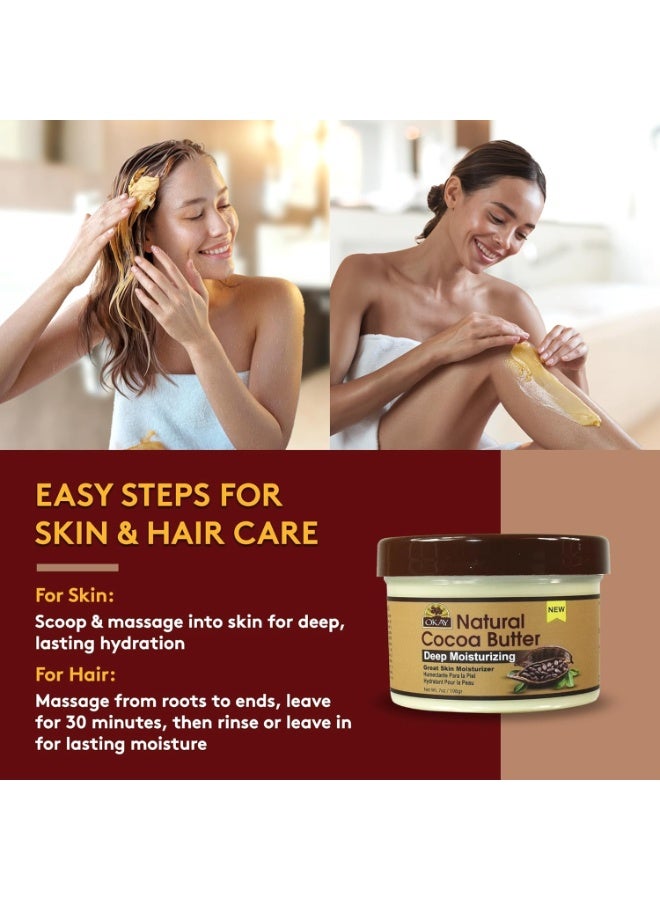 OKAY | Natural Cocoa Butter | For Skin & Hair | Moisturizes & Softens Skin | Conditions & Nourishes Hair | 100% Natural | 7 oz - Image 2