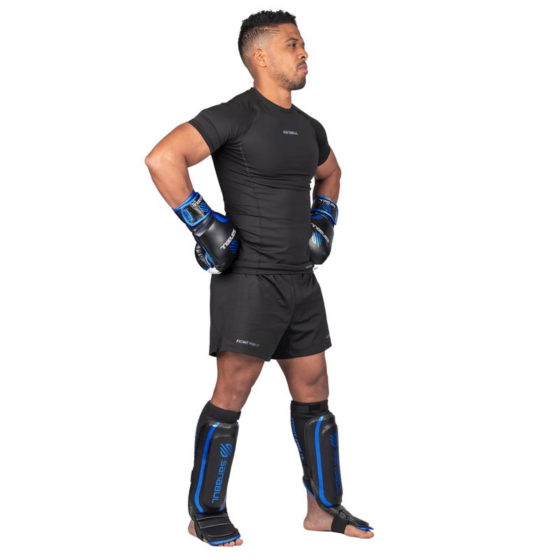Sanabul Essential Hybrid Sleeve Kickboxing Shin Guards for MMA Shin Guards Muay Thai Shinguards - Blue, S/M - Image 2