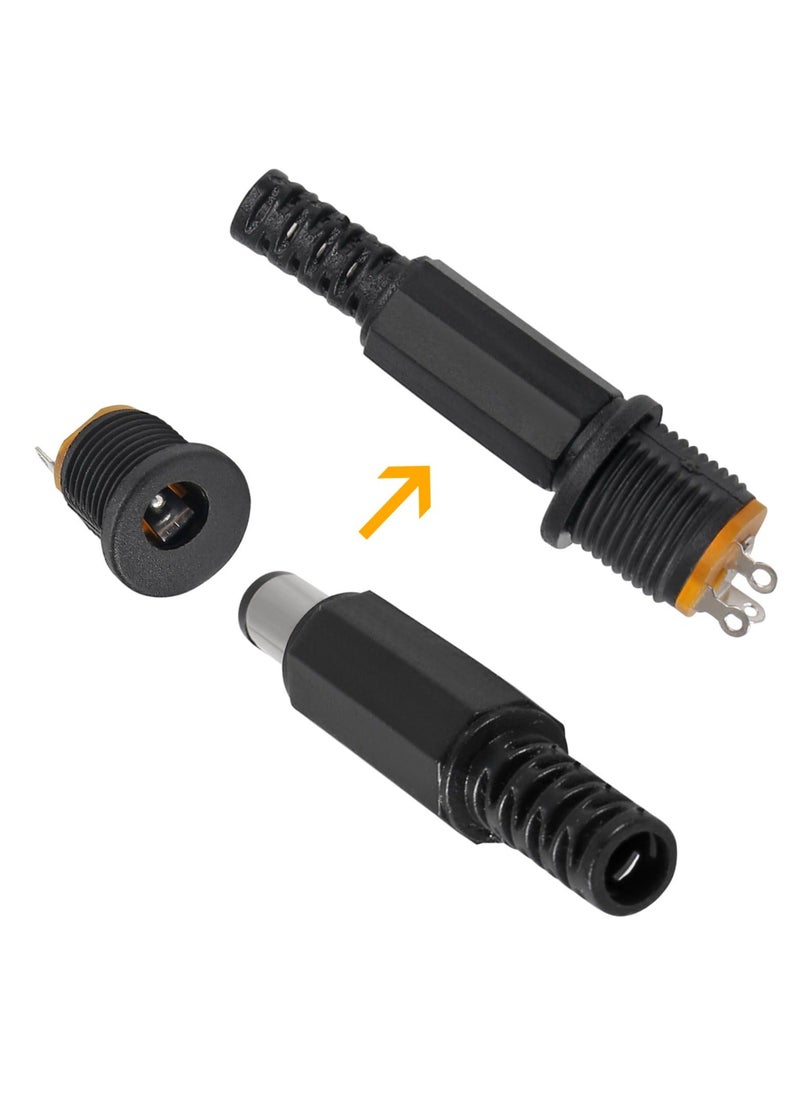 Generic - 5Pcs 5.5mm x 2.1mm DC Male Power Plug Solder Power Jack Adapter Connector with 5Pcs DC Power Jack 5.5mm x 2.1mm 3 Pin Female DC Barrel Jack Panel Mount Connector - Image 1