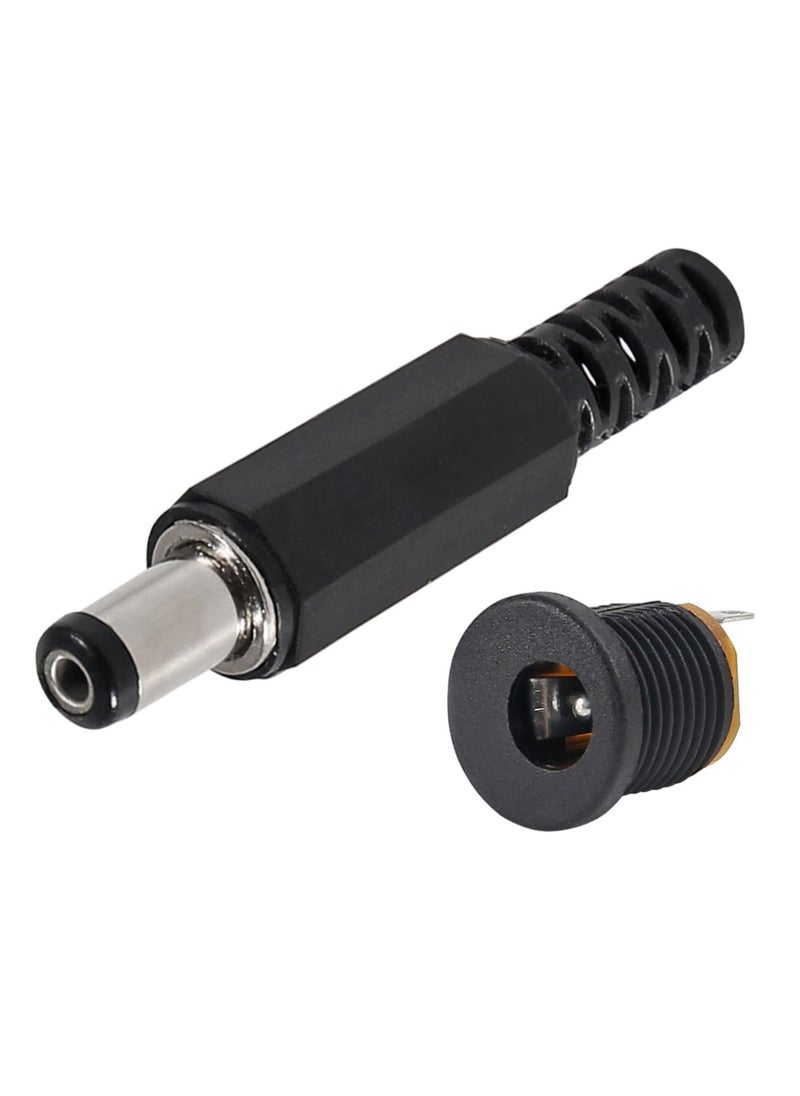 Generic - 5Pcs 5.5mm x 2.1mm DC Male Power Plug Solder Power Jack Adapter Connector with 5Pcs DC Power Jack 5.5mm x 2.1mm 3 Pin Female DC Barrel Jack Panel Mount Connector - Image 1