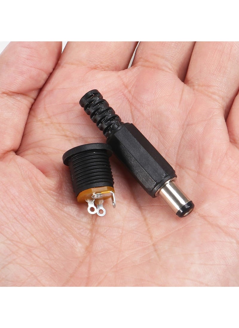 Generic - 5Pcs 5.5mm x 2.1mm DC Male Power Plug Solder Power Jack Adapter Connector with 5Pcs DC Power Jack 5.5mm x 2.1mm 3 Pin Female DC Barrel Jack Panel Mount Connector - Image 1