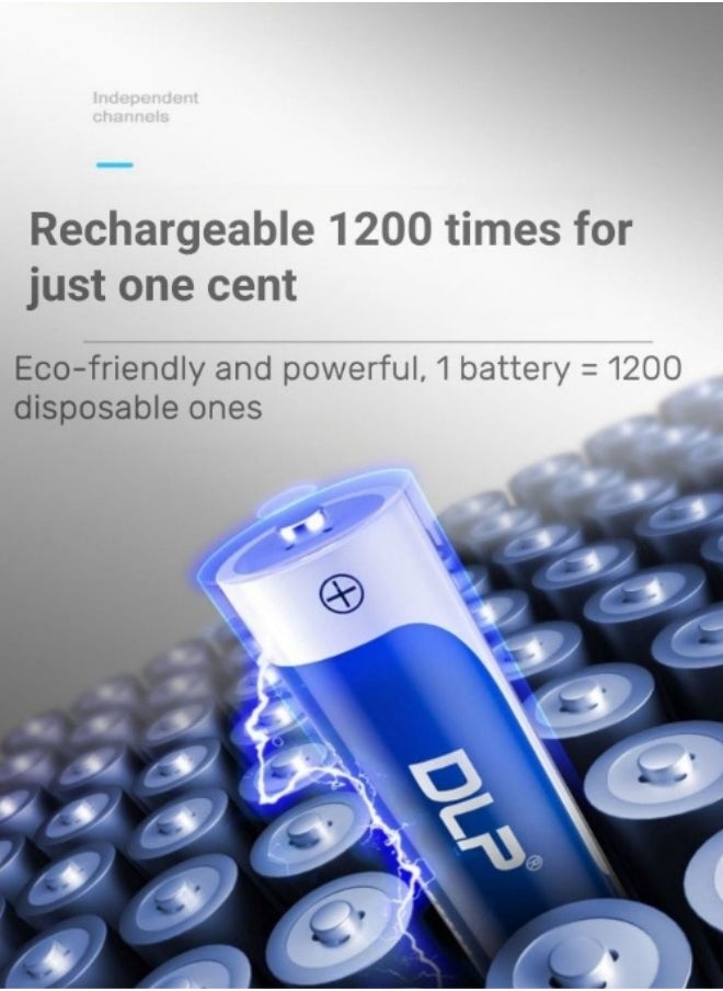 DLP - High Capacity Rechargeable Battery Kit with 1 Battery Charger and 4 AA Batteries (3300 mAh） - Image 1