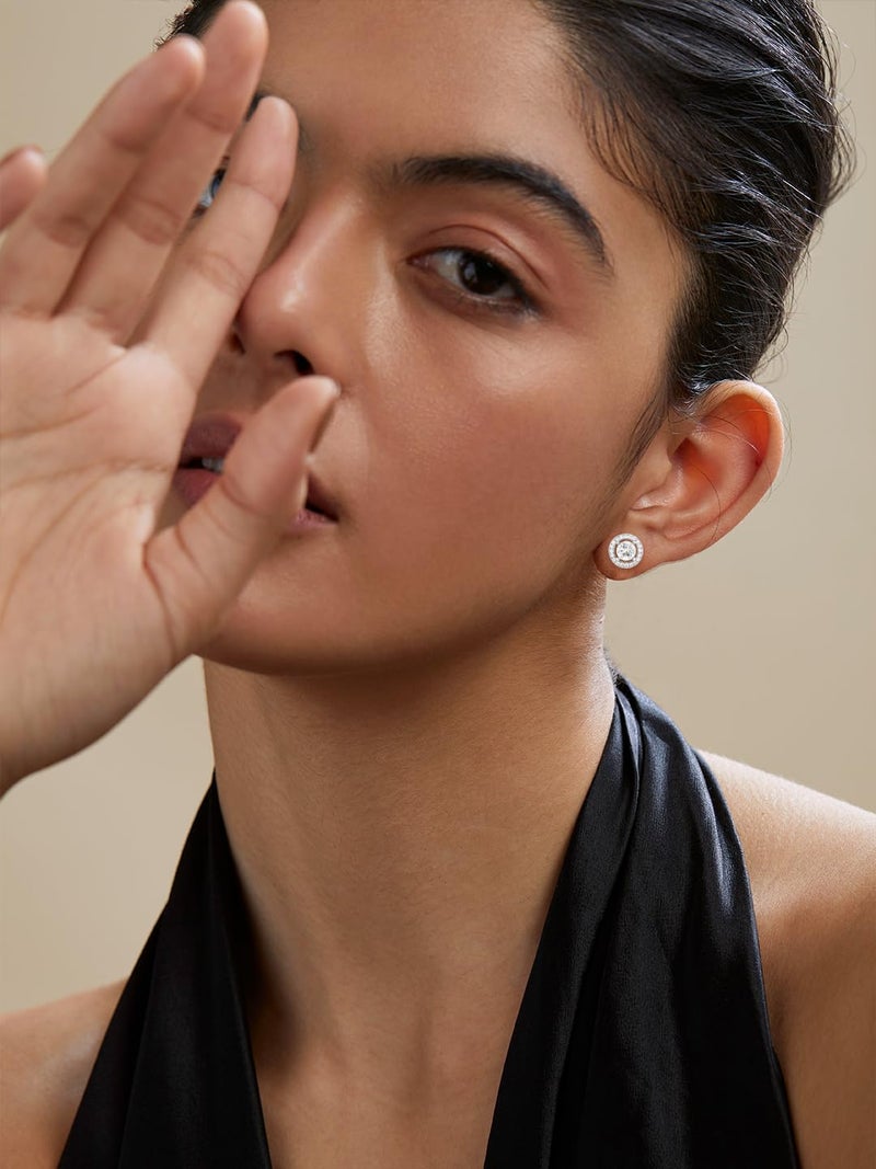 MINUTIAE Silver-Plated Contemporary Stud Earrings for Women's & Girls| Circular Shape Earring | Fashion jewellery MNT0470_S - Image 3