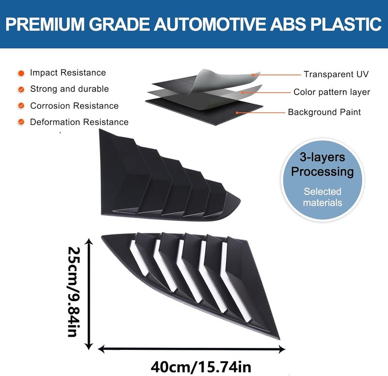 Sekhyna Rear Side Window Louvers Cover Trim ABS 2PCS for Subaru BRZ ZD8 2022 2023 - Matte Black - Image 3