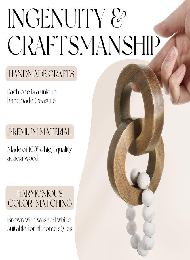 Oakrain Wood Chain Link Decor, Minimalist Handmade Carved Knot Décor Accents for Shelf Coffee Table, Natural Boho Farmhouse Rustic Home Decor, Best Housewarming Gifts (8.86 inch) - Image 3