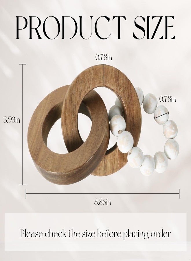 Oakrain Wood Chain Link Decor, Minimalist Handmade Carved Knot Décor Accents for Shelf Coffee Table, Natural Boho Farmhouse Rustic Home Decor, Best Housewarming Gifts (8.86 inch) - Image 2