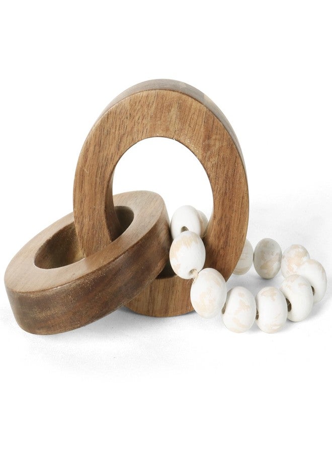 Oakrain Wood Chain Link Decor, Minimalist Handmade Carved Knot Décor Accents for Shelf Coffee Table, Natural Boho Farmhouse Rustic Home Decor, Best Housewarming Gifts (8.86 inch) - Image 1