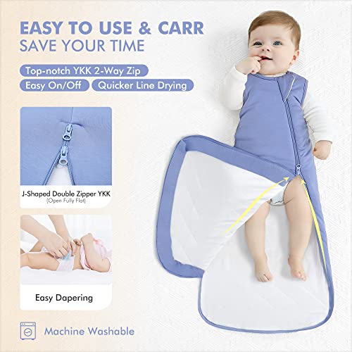 HAPIU Unisex Rayon Made from Bamboo Baby Sleep Sack TOG 1.0, 2-Way Zipper YKK, Wearable Blanket Baby,6-18 Months,Blue - Image 3