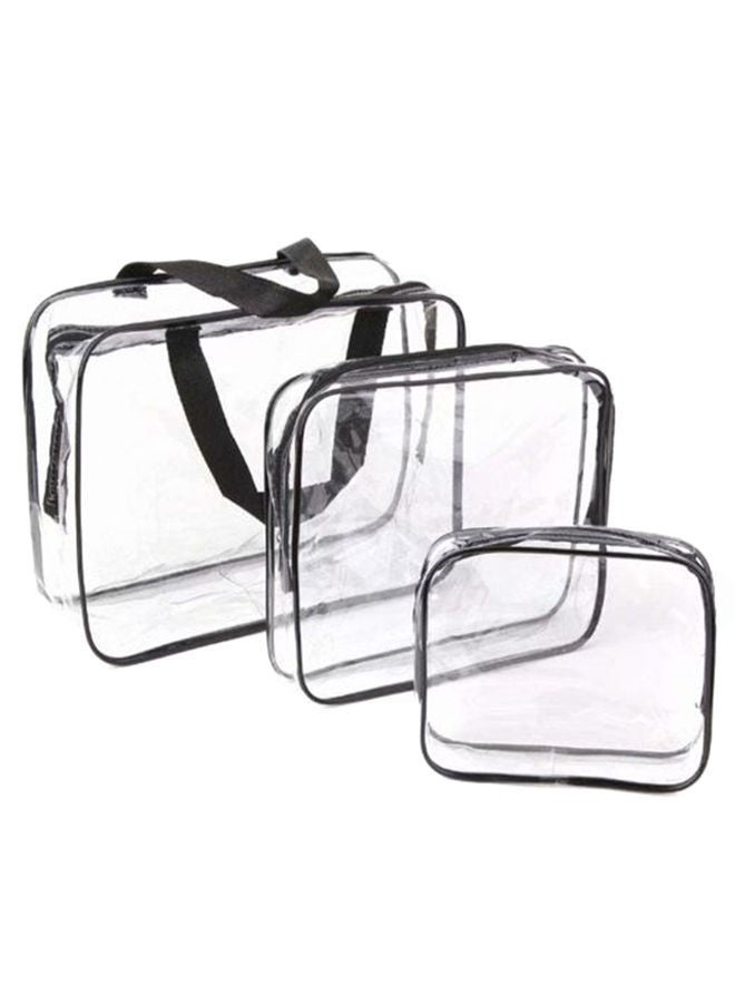 NIBEMINENT 3-Piece Makeup Organizer Bag Set Clear - Image 1