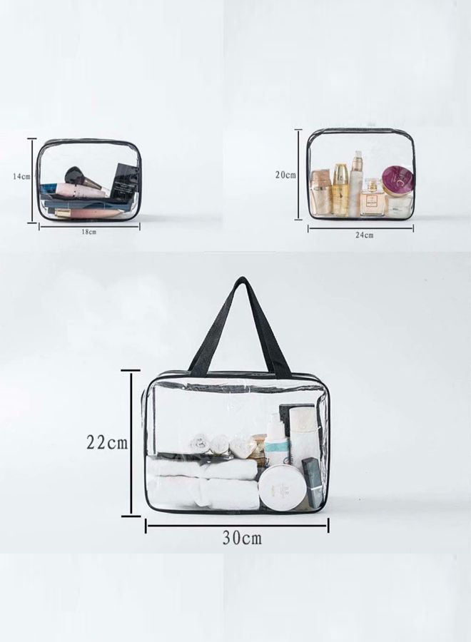 NIBEMINENT 3-Piece Makeup Organizer Bag Set Clear - Image 2