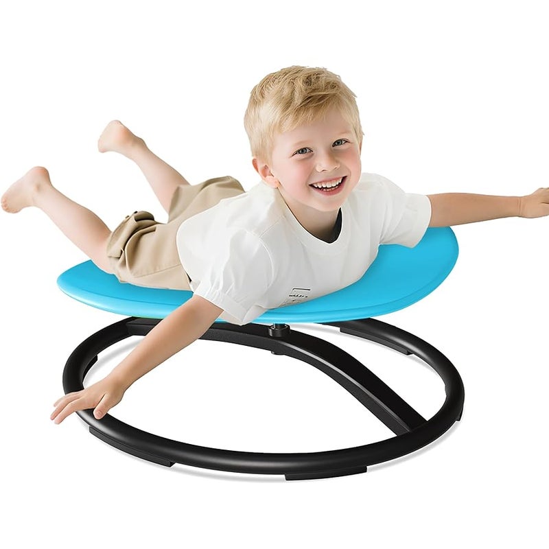 Pterying 21 L × 19 W Large Size Spinning Chair for Autistic Kids, Toddler Sensory Spinning Chair, Sensory Toys Gifts for Kids with Autism & ADHD, Sit and Spin Training Body Coordination, Azure Rounded Shape - Image 1
