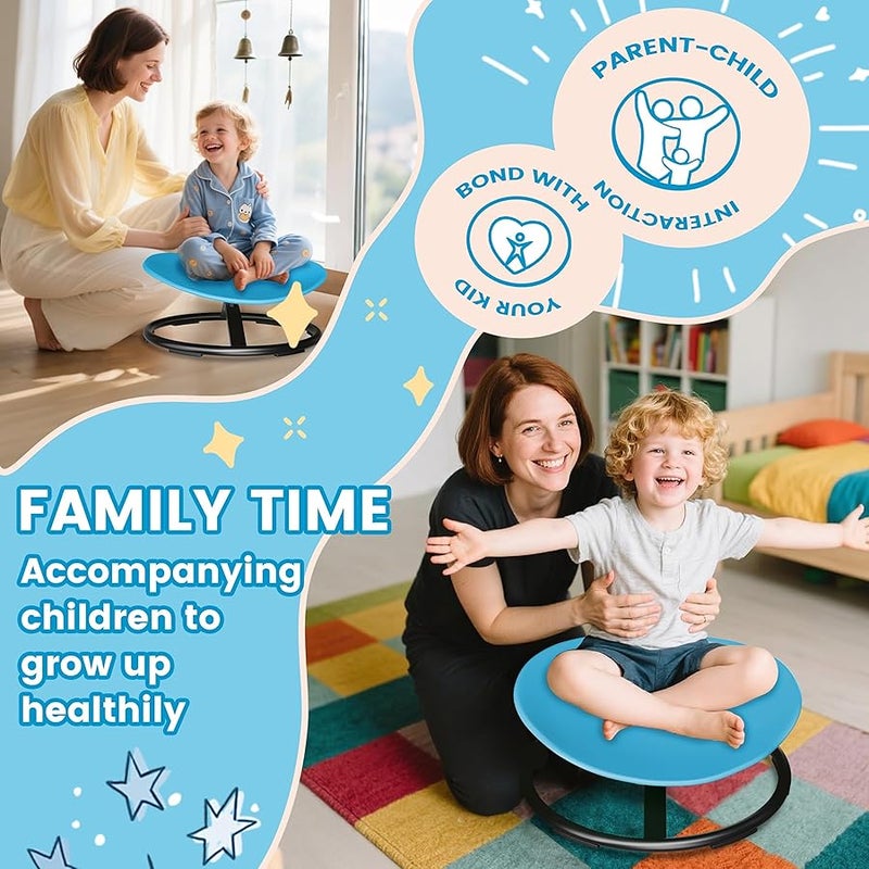 Pterying 21 L × 19 W Large Size Spinning Chair for Autistic Kids, Toddler Sensory Spinning Chair, Sensory Toys Gifts for Kids with Autism & ADHD, Sit and Spin Training Body Coordination, Azure Rounded Shape - Image 2