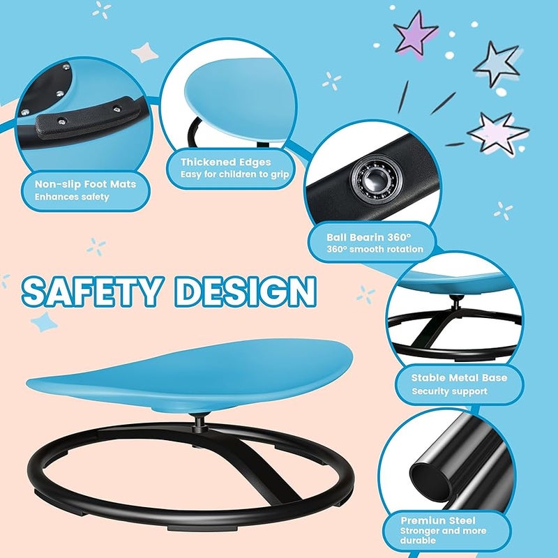 Pterying 21 L × 19 W Large Size Spinning Chair for Autistic Kids, Toddler Sensory Spinning Chair, Sensory Toys Gifts for Kids with Autism & ADHD, Sit and Spin Training Body Coordination, Azure Rounded Shape - Image 5