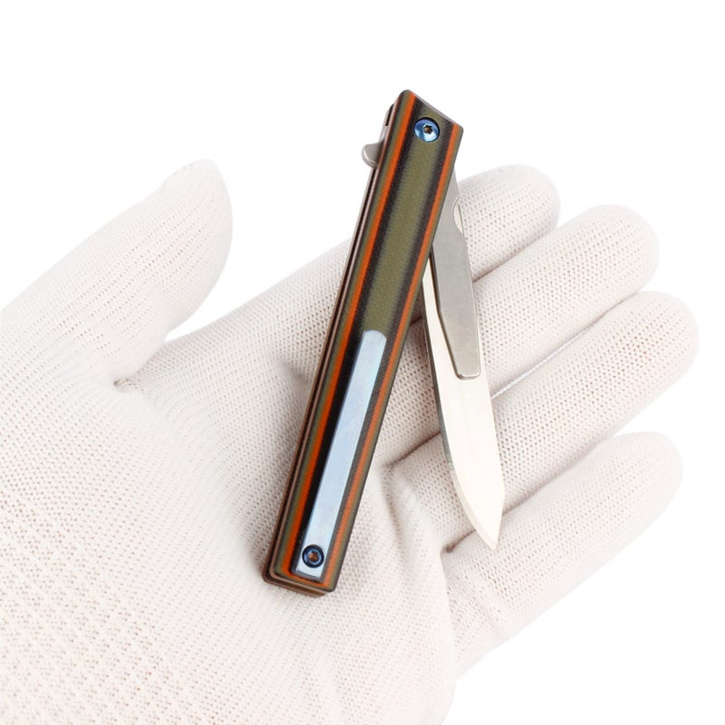 TENCHILON G37 Small Pocket Scalpel Knife, 10pcs #60 Replaceable Blades, Slender Compact Slim Gentleman's Flipper Folding Scalpel EDC Utility Knives with Blue Titanium Belt Clip - Image 3