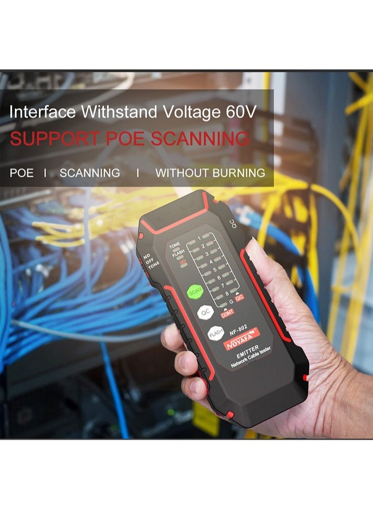 NOYAFA NF-802 Rechargeable Network Cable Tester, RJ45 RJ11 Cat5 Cat6 LAN Ethernet Telephone Line Wire Tracker, Poe Test, Cable Tracker, Fiber Optic Tester, Anti-Interference Line Finder, Repair Networ Tool - Image 3