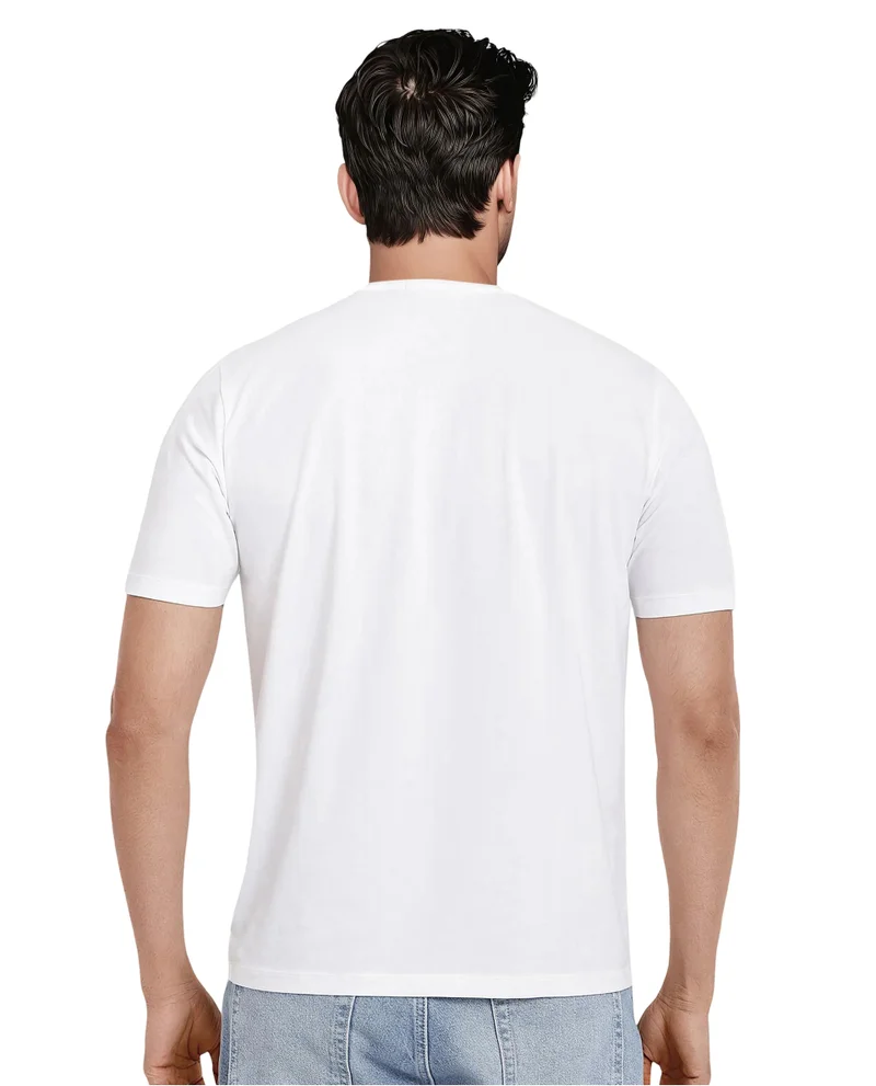 رير رابِت Rare Rabbit Men Keat White Short Sleeves Crew Neck Regular Fit Hd Graphic Print T-Shirt