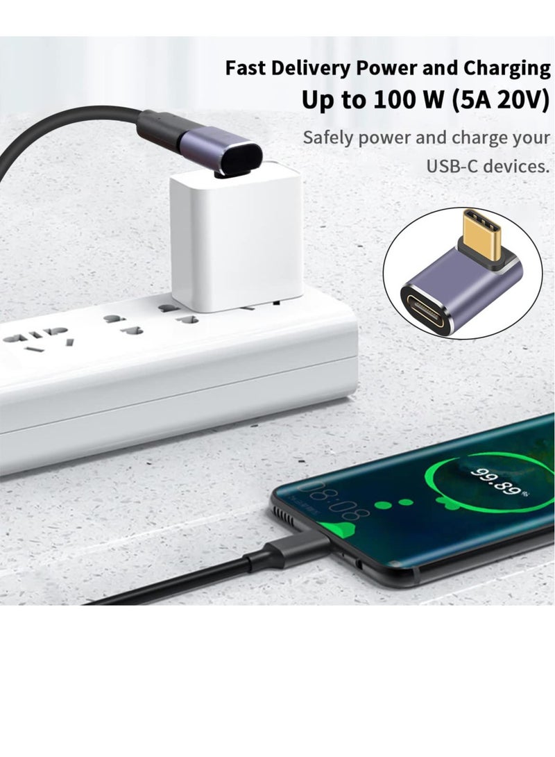 KASTWAVE USB 90 Degree Adapter Cable Adapter, 2pack 40Gbps USB C Adapter,  UP Angle Type C Extender Video Display 100W Charging for Thunderbolt 4/3, USB4, HUB, Mobile Phone, Tablet - Image 3