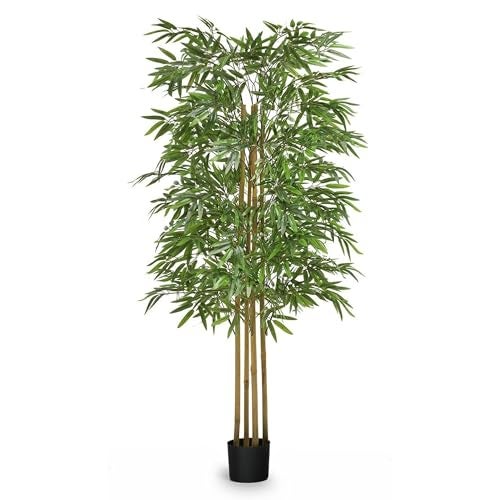 Maia Shop Maia Shop 5ft Artificial Bamboo Tree Fake Plants for Home Decor Natural Wood Trunk 
