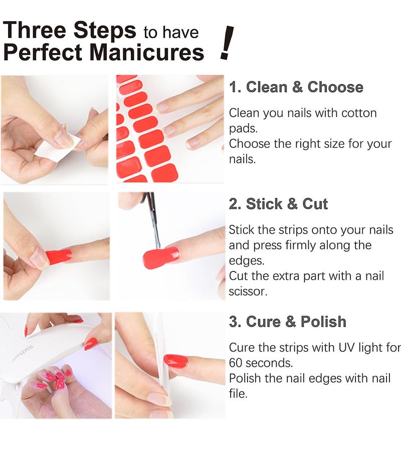 Wahrshei Plum Cat Eye Gel Nail Stickers, 20pcs UV Cured, Semi Cured Gel Nail Wraps for Home Nails DIY - Image 5