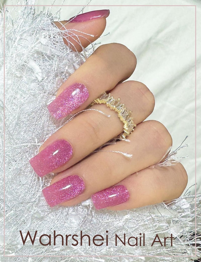 Wahrshei Plum Cat Eye Gel Nail Stickers, 20pcs UV Cured, Semi Cured Gel Nail Wraps for Home Nails DIY - Image 4
