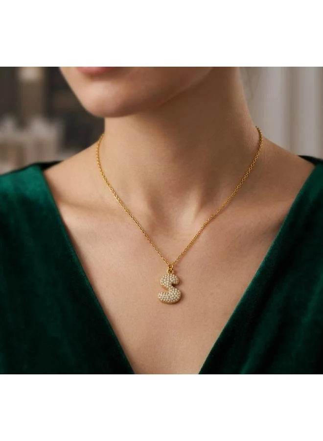 روفو Letter S Bubble Initial Necklace