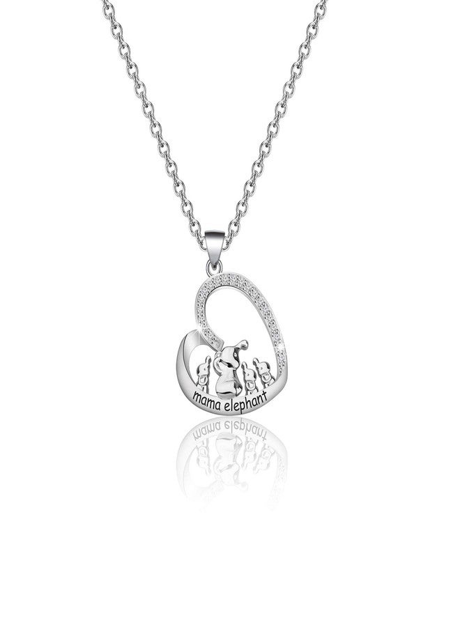 BNQL Mama Elephant Necklace Mother Daughter Jewelry for Mom(silver 3 cubs) - Image 1