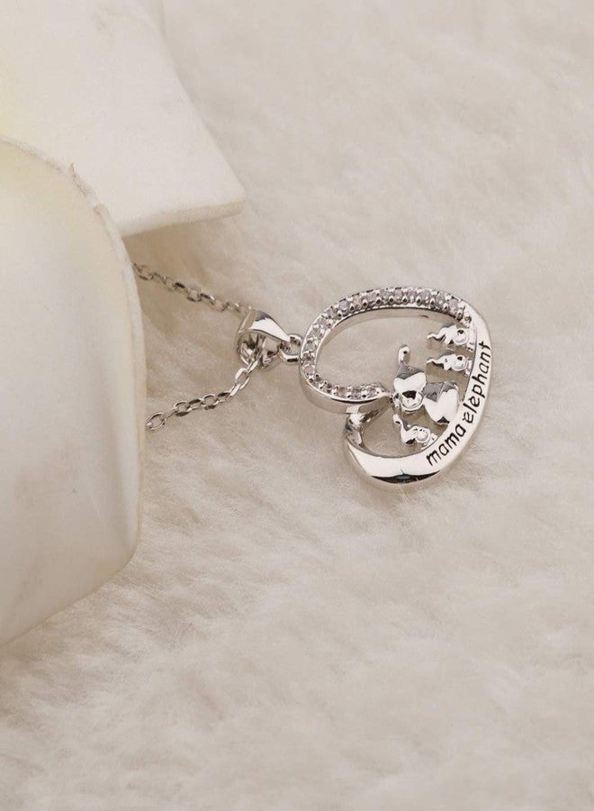 BNQL Mama Elephant Necklace Mother Daughter Jewelry for Mom(silver 3 cubs) - Image 3