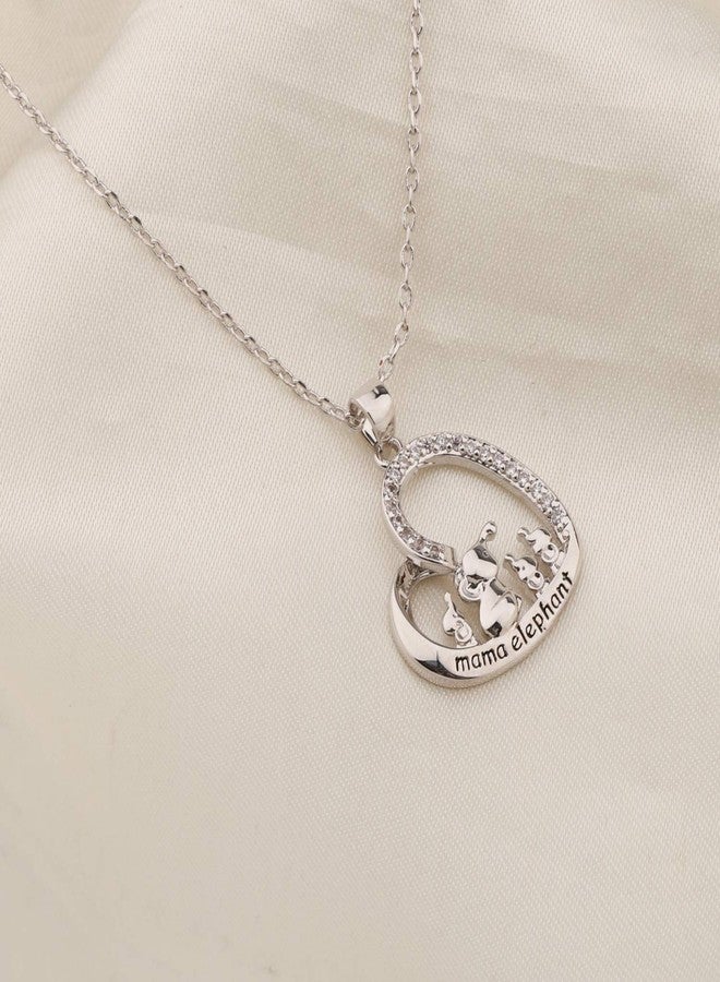 BNQL Mama Elephant Necklace Mother Daughter Jewelry for Mom(silver 3 cubs) - Image 5