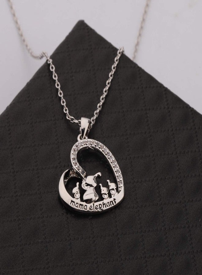 BNQL Mama Elephant Necklace Mother Daughter Jewelry for Mom(silver 3 cubs) - Image 4