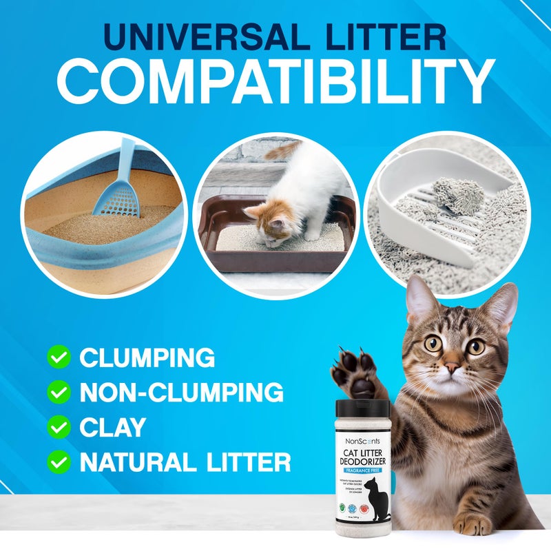 NonScents Cat Litter Deodorizer - Litter Box Odor Eliminator - Less Scooping Extends Kitty Litter Lifespan - Fragrance-Free Formula Eliminates Unpleasant Cat Odors - Fresh Scent Litter Pans (2-Pack) - Image 4