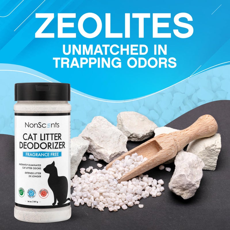 NonScents Cat Litter Deodorizer - Litter Box Odor Eliminator - Less Scooping Extends Kitty Litter Lifespan - Fragrance-Free Formula Eliminates Unpleasant Cat Odors - Fresh Scent Litter Pans (2-Pack) - Image 5