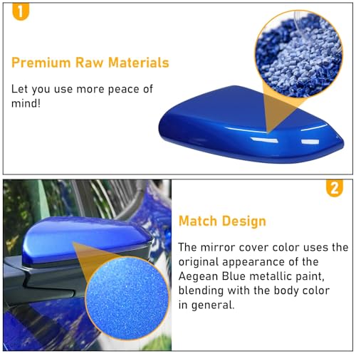 Moonlinks Compatible with 2016-2021 Honda Civic Driver Side Mirror Cover Replacement,Aegean Blue Metallic for 10th Gen Civic,2019-2022 Insight,Left Side Door Rearview Mirror Cap Trim(1PC) - Image 4