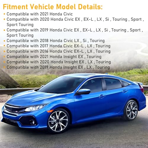 Moonlinks Compatible with 2016-2021 Honda Civic Driver Side Mirror Cover Replacement,Aegean Blue Metallic for 10th Gen Civic,2019-2022 Insight,Left Side Door Rearview Mirror Cap Trim(1PC) - Image 3