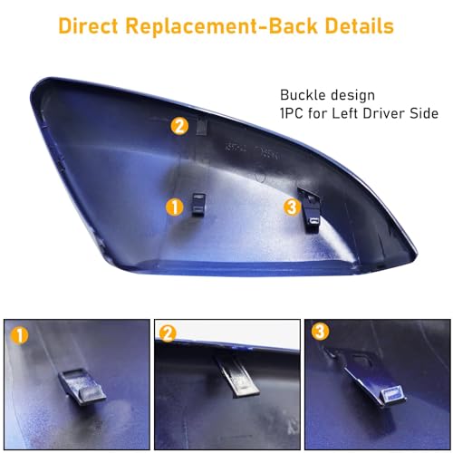 Moonlinks Compatible with 2016-2021 Honda Civic Driver Side Mirror Cover Replacement,Aegean Blue Metallic for 10th Gen Civic,2019-2022 Insight,Left Side Door Rearview Mirror Cap Trim(1PC) - Image 5